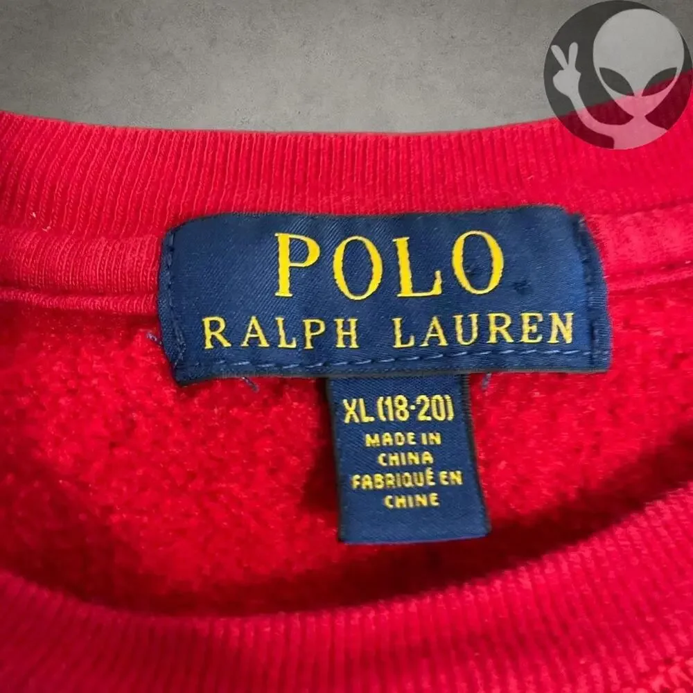 Polo Ralph Lauren Crewneck Sweater Small Red Cotton Pullover - Picture 4 of 6
